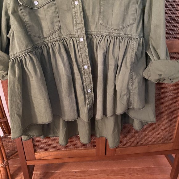 Free People Army Dylan Babydoll Shirt Jacket NEW - Picture 9 of 10